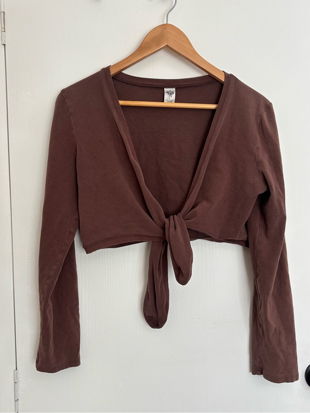 Prana Brown Tie-Front Long Sleeve Top